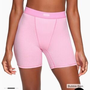 SKIMS Bubble Gum Pink Ribbed Lounge Shorts